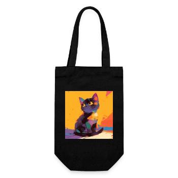 Cat, Cat Motif - Gift Bag for Bottles - black - Front