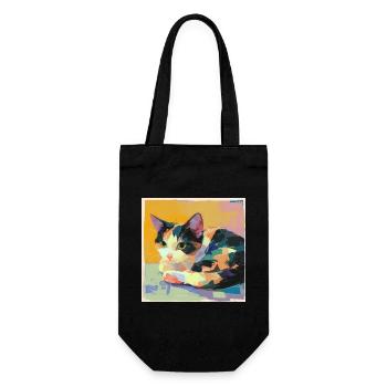 Cat, Cat Motif - Gift Bag for Bottles - black - Front
