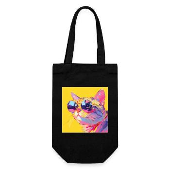 Chat, Motif De Chat - Sac à bouteille - noir - Devant