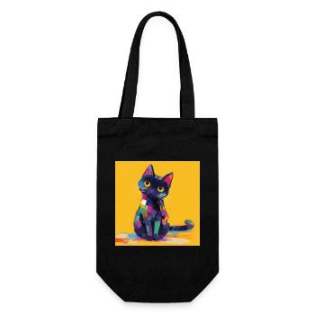 Cat, Cat Motif - Gift Bag for Bottles - black - Front