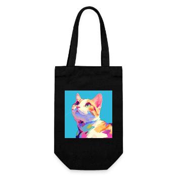Cat, Cat Motif - Gift Bag for Bottles - black - Front