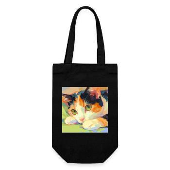 Cat, Cat Motif - Gift Bag for Bottles - black - Front