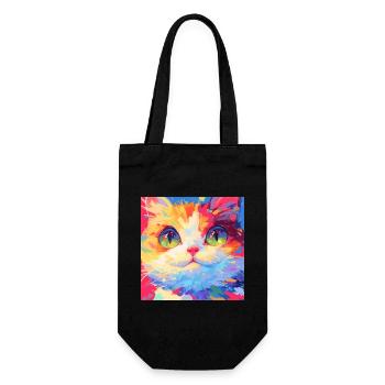 Katze, katzenmotiv - Geschenkbeutel für Flaschen - Schwarz - Vorne