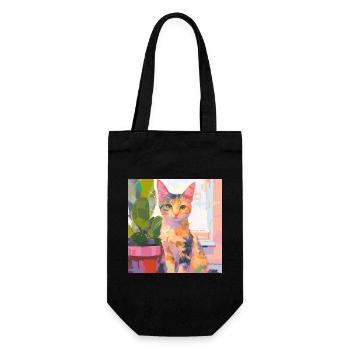 Cat, Cat Motif - Gift Bag for Bottles - black - Front