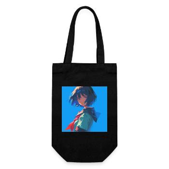 anime, schulmädchen, waifu, japan - Geschenkbeutel für Flaschen - Schwarz - Vorne