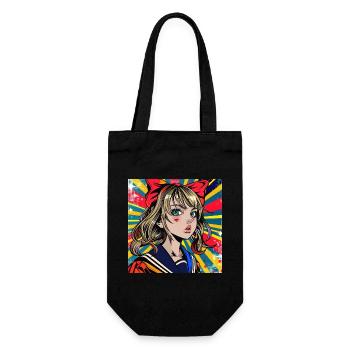 anime retro, waifu, japan - Geschenkbeutel für Flaschen - Schwarz - Vorne