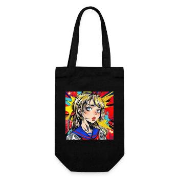 anime, mädchen, retro, waifu, japan - Geschenkbeutel für Flaschen - Schwarz - Vorne