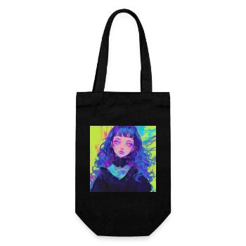 anime, gothic girl, waifu, japan - Geschenkbeutel für Flaschen - Schwarz - Vorne