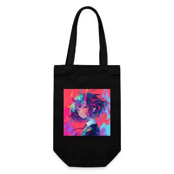 anime demon, waifu, japan - Geschenkbeutel für Flaschen - Schwarz - Vorne