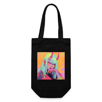 anime, demon girl, waifu, japan - Geschenkbeutel für Flaschen - Schwarz - Vorne