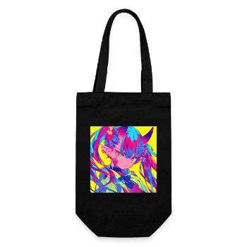 anime, demon girl, waifu, japan - Geschenkbeutel für Flaschen - Schwarz - Vorne