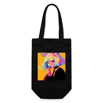 anime, cat girl, waifu, japan - Geschenkbeutel für Flaschen - Schwarz - Vorne