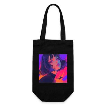 anime, gothic girl, waifu, japan - Geschenkbeutel für Flaschen - Schwarz - Vorne