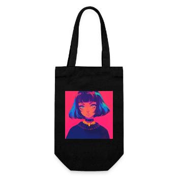 anime, gothic girl, waifu, japan - Geschenkbeutel für Flaschen - Schwarz - Vorne