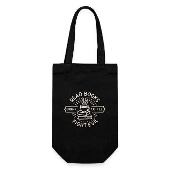 Read books drink coffee fight evil - Sac à bouteille - noir - Devant