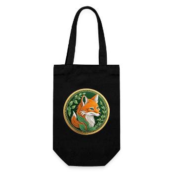 Fancy coin a green fox with orange - Gift Bag for Bottles - black - Front