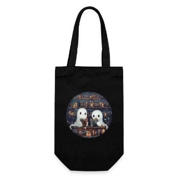 Ghosts, Reading, Book, Library, Halloween - Gift Bag for Bottles - black - Front