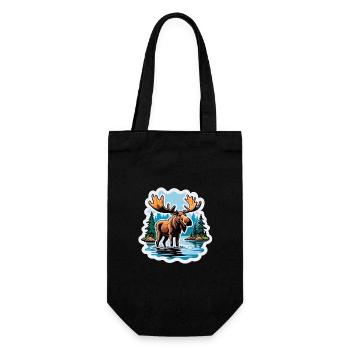 Moose in the Lake Comic Stickers Scandinavia Antlers - Gift Bag for Bottles - black - Front