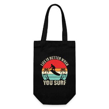 life Is Better When you Surf - Gift Bag for Bottles - black - Front