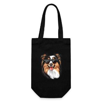 Collie, Langhaarcollie , hund, Sonnenbrille, somme - Geschenkbeutel für Flaschen - Schwarz - Vorne