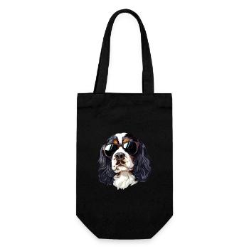 English Springer Spaniel, Dog, Sunglasses - Gift Bag for Bottles - black - Front