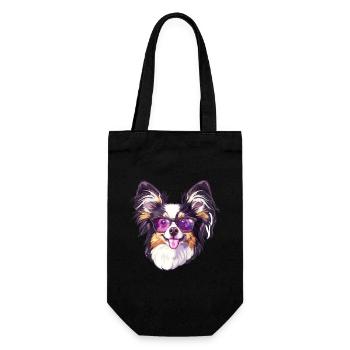 Kontinentaler Zwergspaniel Papillon - Geschenkbeutel für Flaschen - Schwarz - Vorne