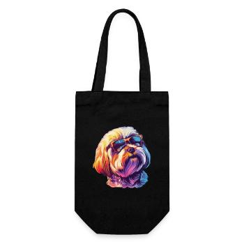 Lhasa Apso, Hund, Sonnenbrille, Sommer, geschenk - Geschenkbeutel für Flaschen - Schwarz - Vorne