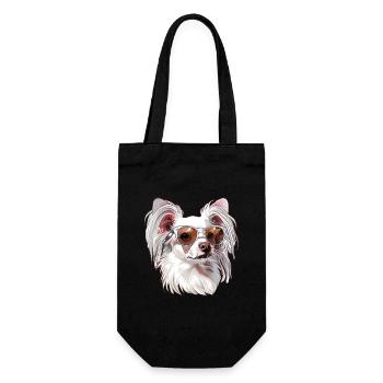 Chinesischer Schopfhund, Chinese Crested dog, Hund - Geschenkbeutel für Flaschen - Schwarz - Vorne
