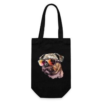 Belgische Zwerggriffons, Brussles Griffon, Hund - Geschenkbeutel für Flaschen - Schwarz - Vorne