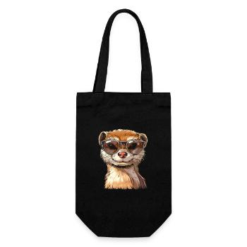 Mongoose, mongoose, sunglasses, summer, gift - Gift Bag for Bottles - black - Front