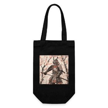 Japanisch, Samurai, Kirschblüte, Kunst, Ukiyo-E - Geschenkbeutel für Flaschen - Schwarz - Vorne
