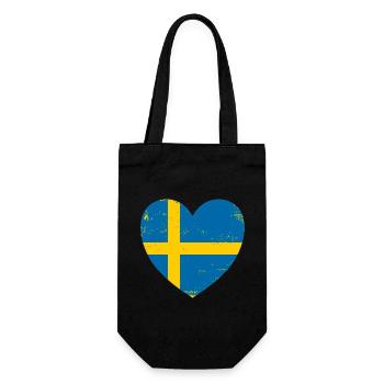Herz Schweden Fahne Liebe Land Souvenir Geschenk - Geschenkbeutel für Flaschen - Schwarz - Vorne