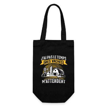j'ai pas le temps des vaches m'attendent - Sac à bouteille - noir - Devant