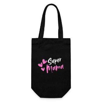 Super-Mama - Geschenkbeutel für Flaschen - Schwarz - Vorne