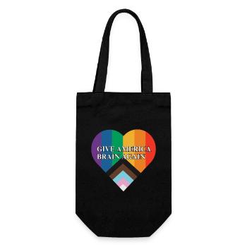 Give America Brian Again Pride Flag Heart - Geschenkbeutel für Flaschen - Schwarz - Vorne