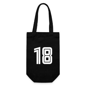 Trikotnummer 18 – Geschenk zum 18. Geburtstag - Geschenkbeutel für Flaschen - Schwarz - Vorne