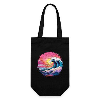 Sea, Wave, Sunset, Sun, Beach Summer - Gift Bag for Bottles - black - Front