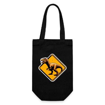 T-Rex Warnschild Illustration - Geschenkbeutel für Flaschen - Schwarz - Vorne
