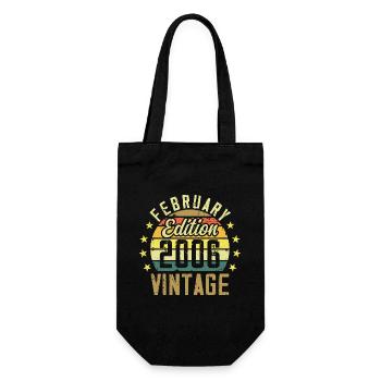 Birthday 18 years - Gift February 2006 - 18th - Gift Bag for Bottles - black - Front