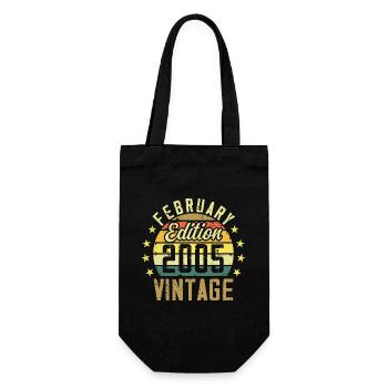 Birthday 19 years - Gift February 2005 - 19th - Gift Bag for Bottles - black - Front