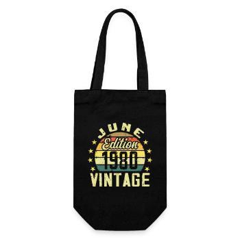June 1980 June Retro Birthday Gift June 1980 - Gift Bag for Bottles - black - Front