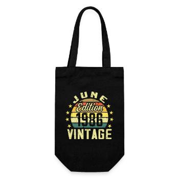 June 1986 June Retro June 1986 Birthday Gift - Gift Bag for Bottles - black - Front