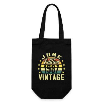Juin 1987 Juin Cadeau Anniversaire June 1987 Rétro - Sac à bouteille - noir - Devant