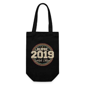 Born in June 2019 Birthday 12019 June 2019 June - Gift Bag for Bottles - black - Front