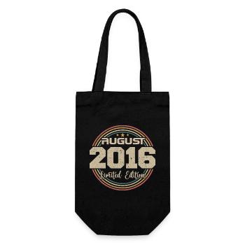 Vintage Born August 2016 Birthday Gift 2016 - Gift Bag for Bottles - black - Front