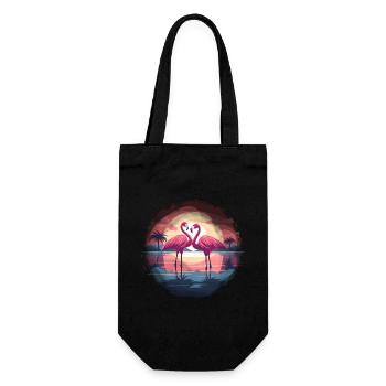 Flamingo, Couple, Sunset, Sun, Beach - Gift Bag for Bottles - black - Front
