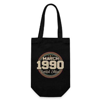 Tolles Geschenk zum Geburtstag 1990 seit März 1990 - Geschenkbeutel für Flaschen - Schwarz - Vorne