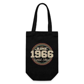 Born in June 1966 Birthday 11966 June 1966 June - Gift Bag for Bottles - black - Front