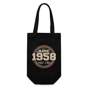 Born in June 1958 Birthday 11958 June 1958 June - Gift Bag for Bottles - black - Front