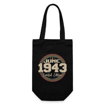 Born in June 1943 Birthday 11943 June 1943 June - Gift Bag for Bottles - black - Front